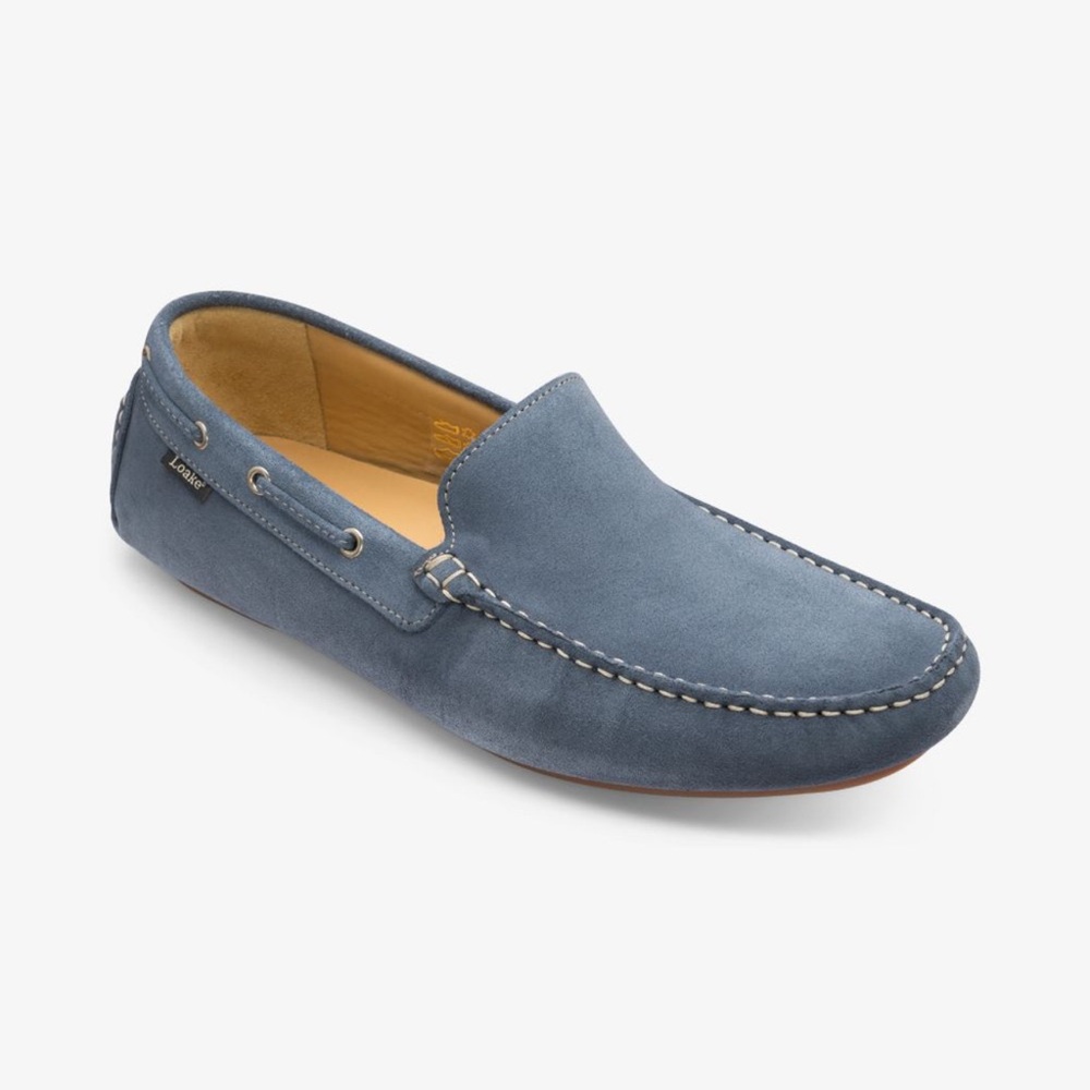 Loake Light  Blue Suede Leather Loafers Driving Shoes Donington EU 43 US 10 UK 9